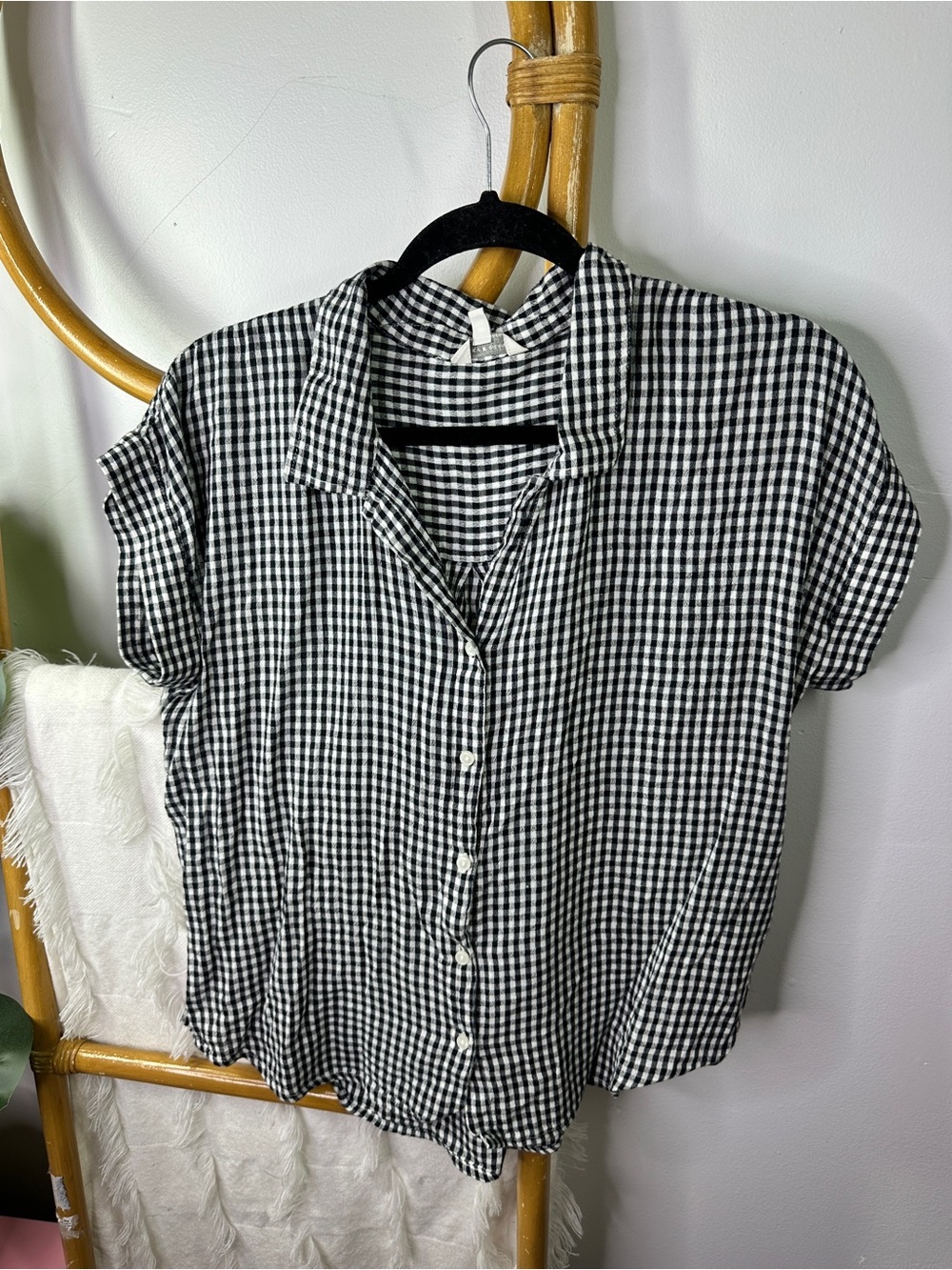 Lucky Brand Gingam Button Down Blouse sz S